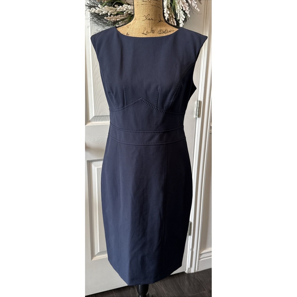 Brooks Brothers Sheath Dress Women 6 Blue NEW Sleeveless Boat Neck Professional